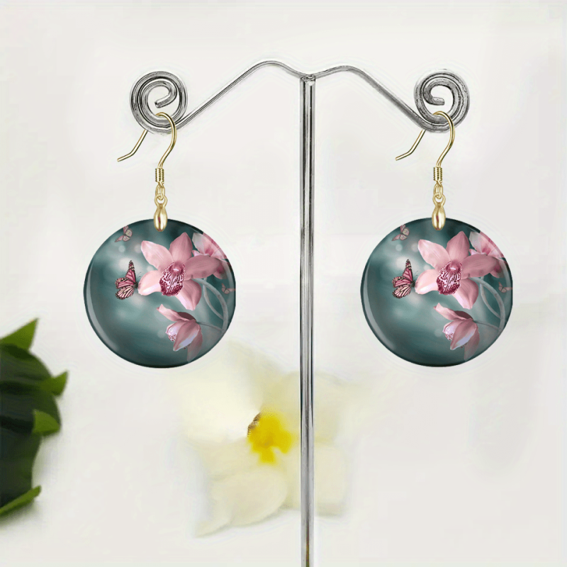 Flower And Butterfly Acrylic Earrings Retro Party Jewelry