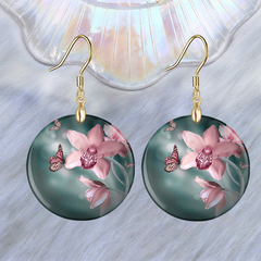 Flower And Butterfly Acrylic Earrings Retro Party Jewelry