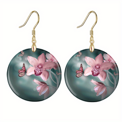 Flower And Butterfly Acrylic Earrings Retro Party Jewelry