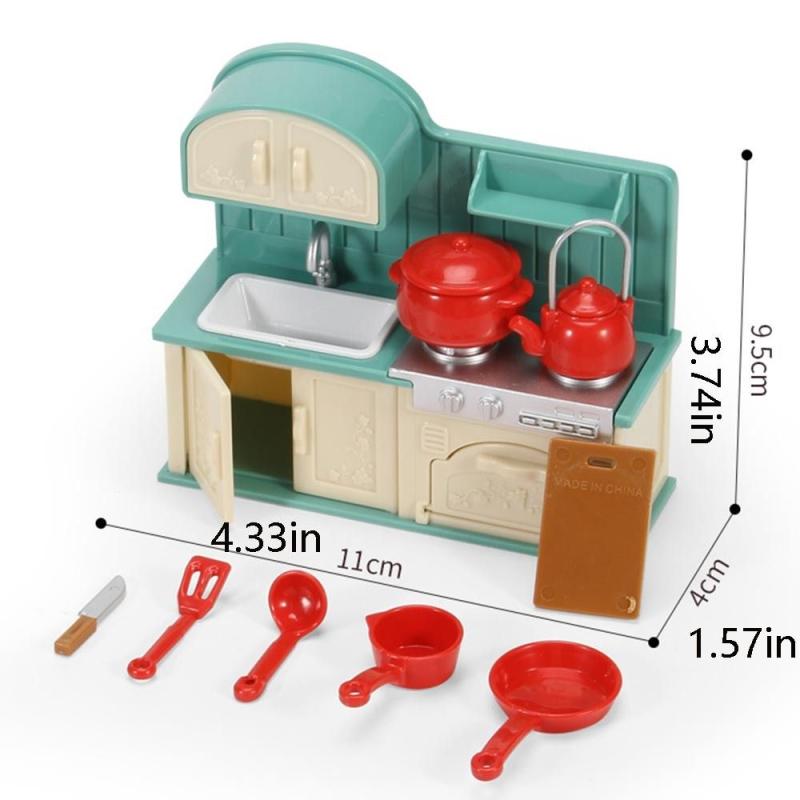 Girl Toys Furniture Forest Family Kitchen Dining Table Dollhouse Accessories