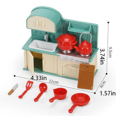Girl Toys Furniture Forest Family Kitchen Dining Table Dollhouse Accessories