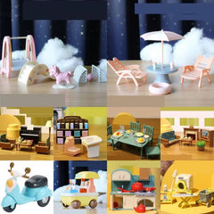 Girl Toys Furniture Forest Family Kitchen Dining Table Dollhouse Accessories