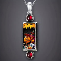 Cartoon Pumpkin Skull Horror Pendant Necklace Girls Halloween Jewelry
