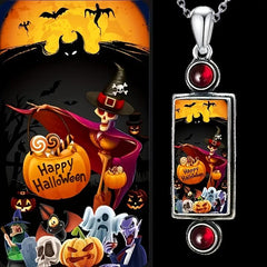 Cartoon Pumpkin Skull Horror Pendant Necklace Girls Halloween Jewelry