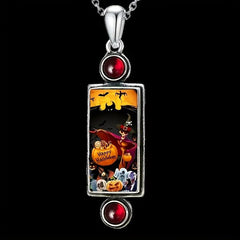 Cartoon Pumpkin Skull Horror Pendant Necklace Girls Halloween Jewelry