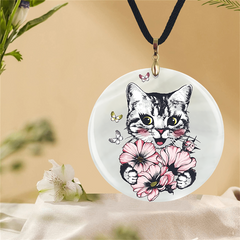 Cat And Butterfly Pendant Necklace Adjustable Chain