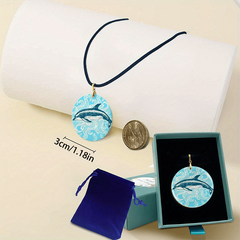 Hand Drawn Dolphin Pattern Pendant Necklace Adjustable Chain Necklace