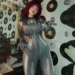 Spider Cosplay Bodysuit Women Spider Costume Jumpsuit Halloween Set