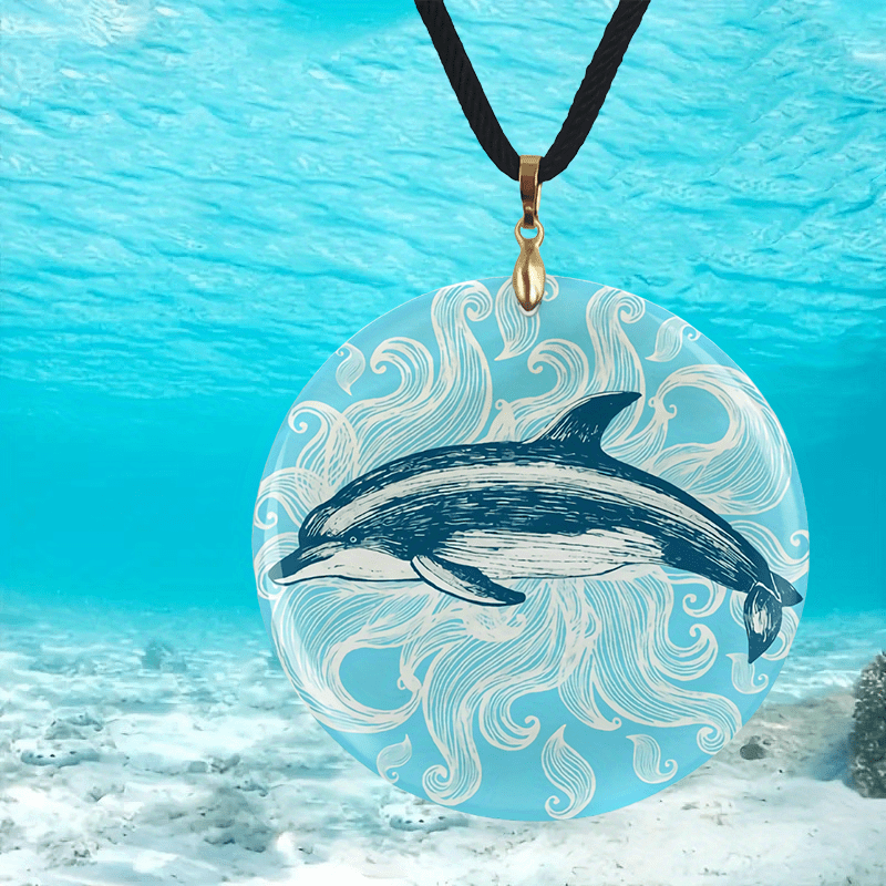 Vintage Dolphin Pattern Pendant Necklace Adjustable Chain Gift