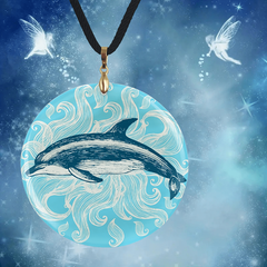 Vintage Dolphin Pattern Pendant Necklace Adjustable Chain Gift