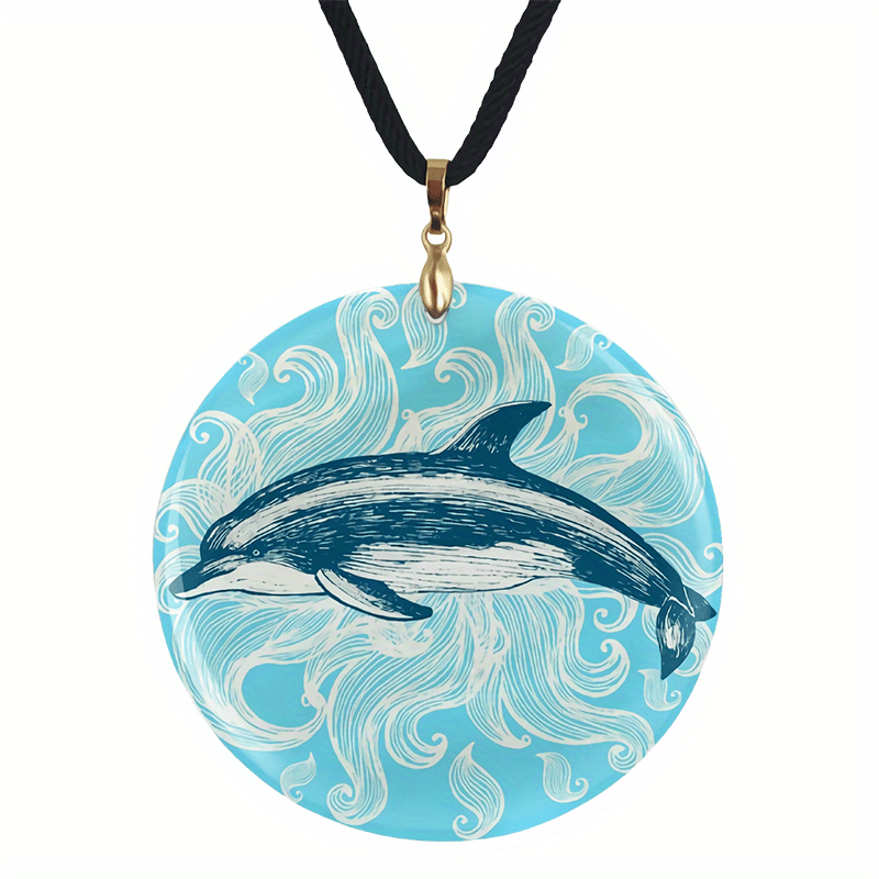 Vintage Dolphin Pattern Pendant Necklace Adjustable Chain Gift