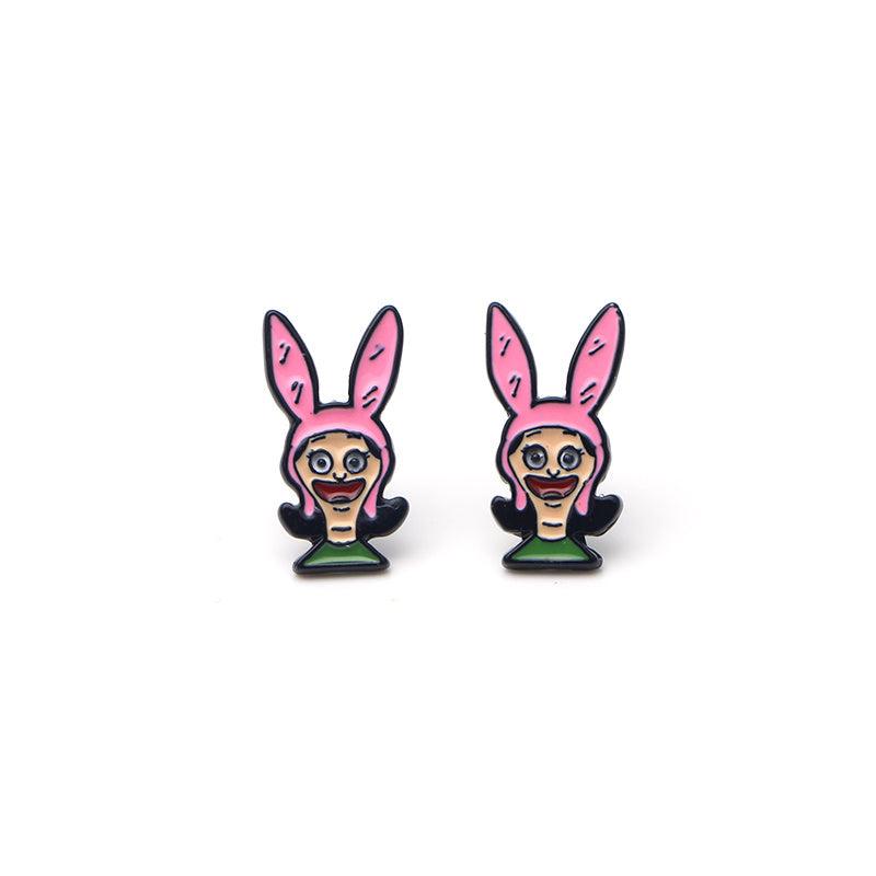 Pink Cartoon Stud Earrings Creative Party Jewelry