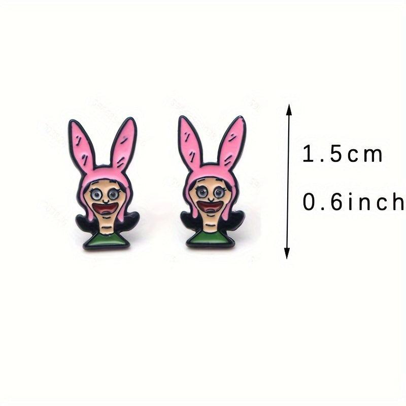 Pink Cartoon Stud Earrings Creative Party Jewelry