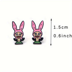 Pink Cartoon Stud Earrings Creative Party Jewelry