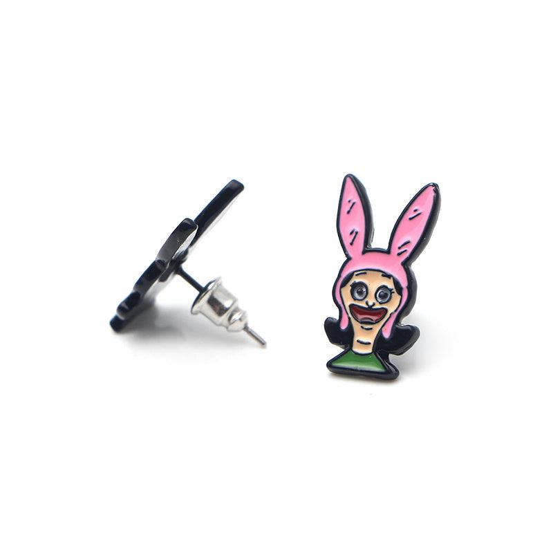 Pink Cartoon Stud Earrings Creative Party Jewelry