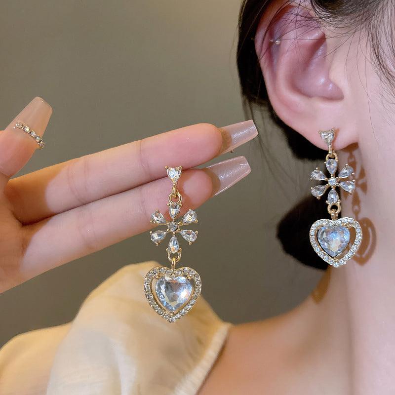 Love Heart Earrings Niche Ear Jewelry For Women Girls