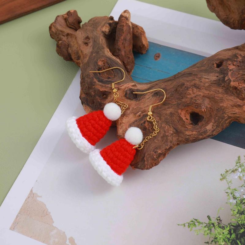 Braided Christmas Hat Earrings