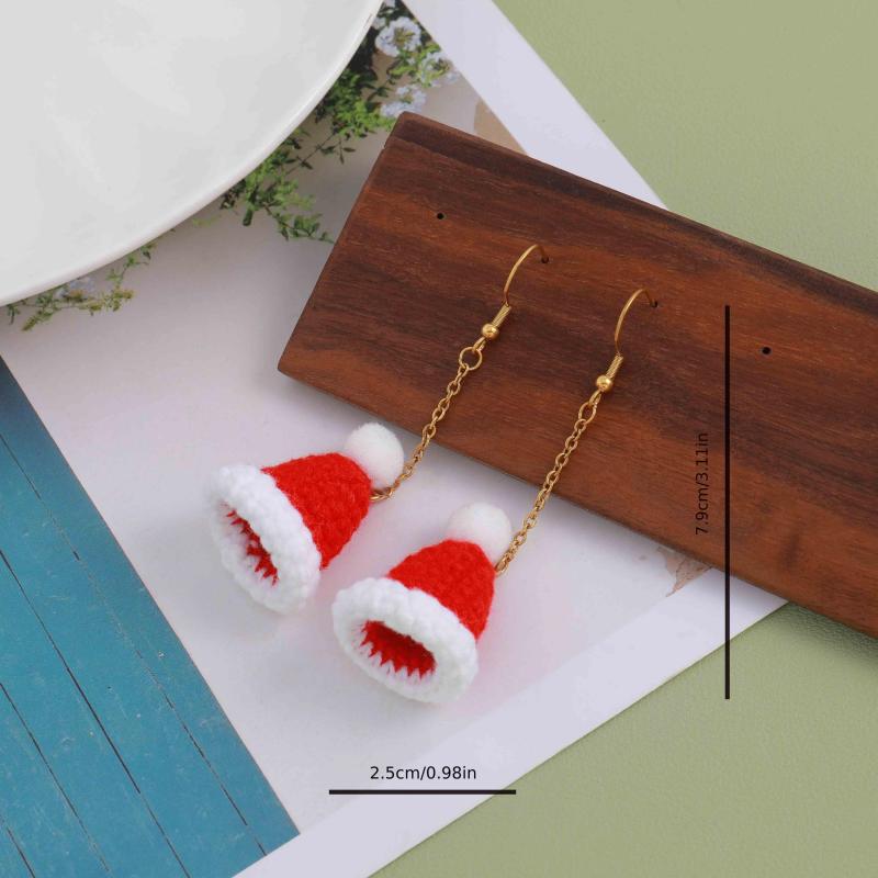 Braided Christmas Hat Earrings