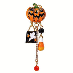 Halloween Retro Alloy Brooch Pumpkin Rhinestone Decoration Lapel Shirt