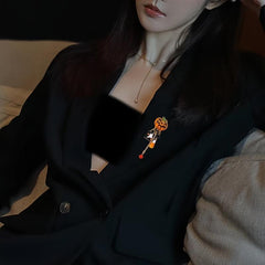Halloween Retro Alloy Brooch Pumpkin Rhinestone Decoration Lapel Shirt