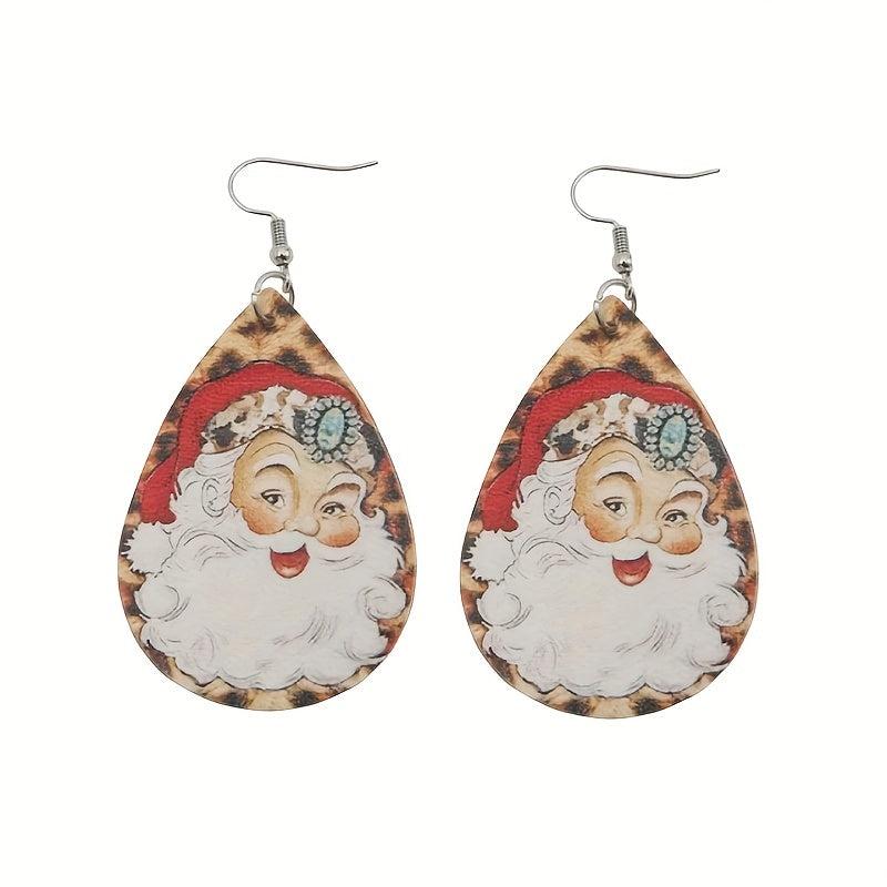 Christmas Clowns PU Leather Earrings Holiday Toy