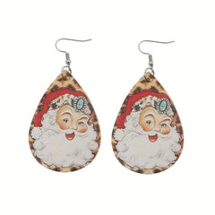 Christmas Clowns PU Leather Earrings Holiday Toy