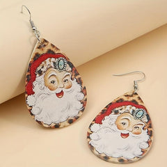 Christmas Clowns PU Leather Earrings Holiday Toy