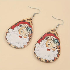 Christmas Clowns PU Leather Earrings Holiday Toy