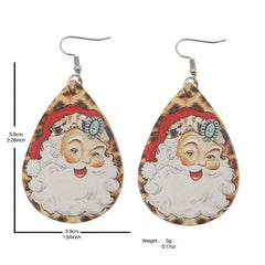 Christmas Clowns PU Leather Earrings Holiday Toy