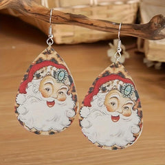Christmas Clowns PU Leather Earrings Holiday Toy