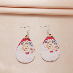Christmas Clowns PU Leather Earrings Holiday Toy