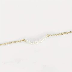 Layered Necklace with Pearl Pendant Metal Strip Stacking Pearl Necklace