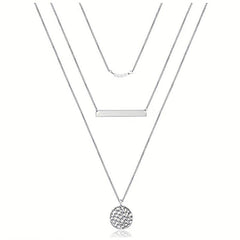 Layered Necklace with Pearl Pendant Metal Strip Stacking Pearl Necklace
