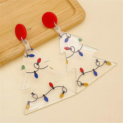 Christmas Lights Print Dangling Earrings Gift For Women Girls Mom Birthday Party