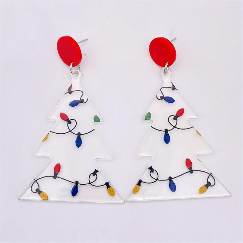 Christmas Lights Print Dangling Earrings Gift For Women Girls Mom Birthday Party