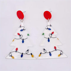 Christmas Lights Print Dangling Earrings Gift For Women Girls Mom Birthday Party