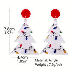 Christmas Lights Print Dangling Earrings Gift For Women Girls Mom Birthday Party