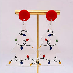 Christmas Lights Print Dangling Earrings Gift For Women Girls Mom Birthday Party