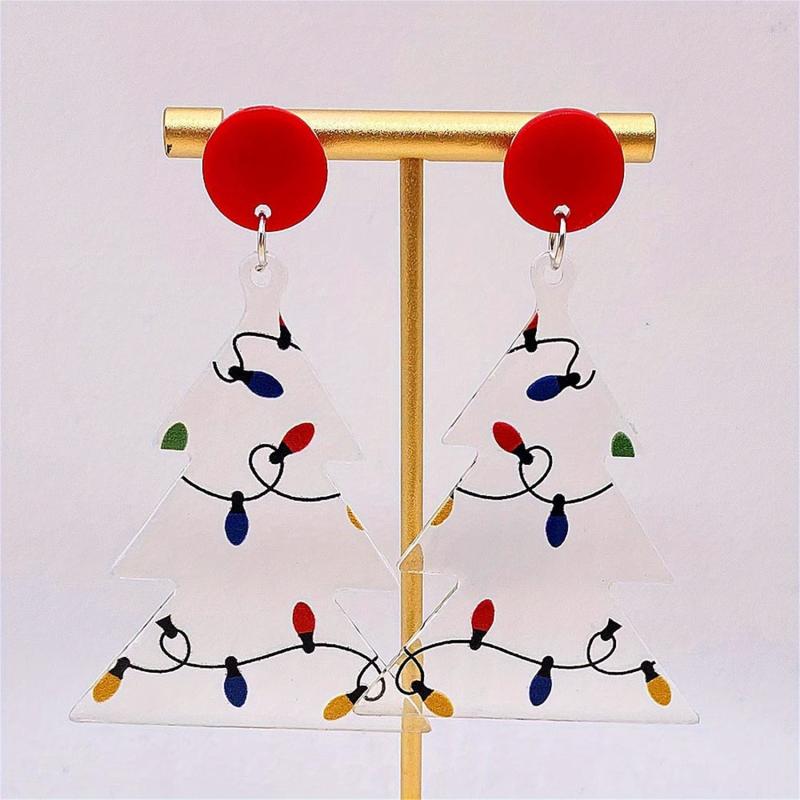 Christmas Lights Print Dangling Earrings Gift For Women Girls Mom Birthday Party