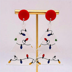Christmas Lights Print Dangling Earrings Gift For Women Girls Mom Birthday Party
