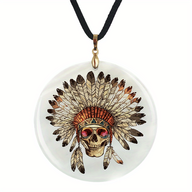 Vintage Boho Skull Pendant Necklace for Halloween