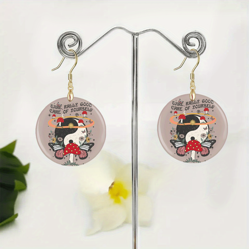 Mushroom Acrylic Pendant Earrings Party Jewelry