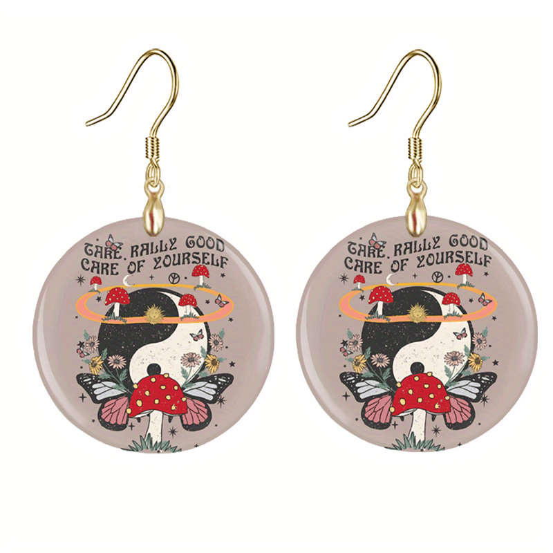 Mushroom Acrylic Pendant Earrings Party Jewelry
