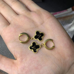 Lucky Clover Letter Earrings V Stainless Steel Women Girls