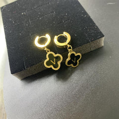 Lucky Clover Letter Earrings V Stainless Steel Women Girls