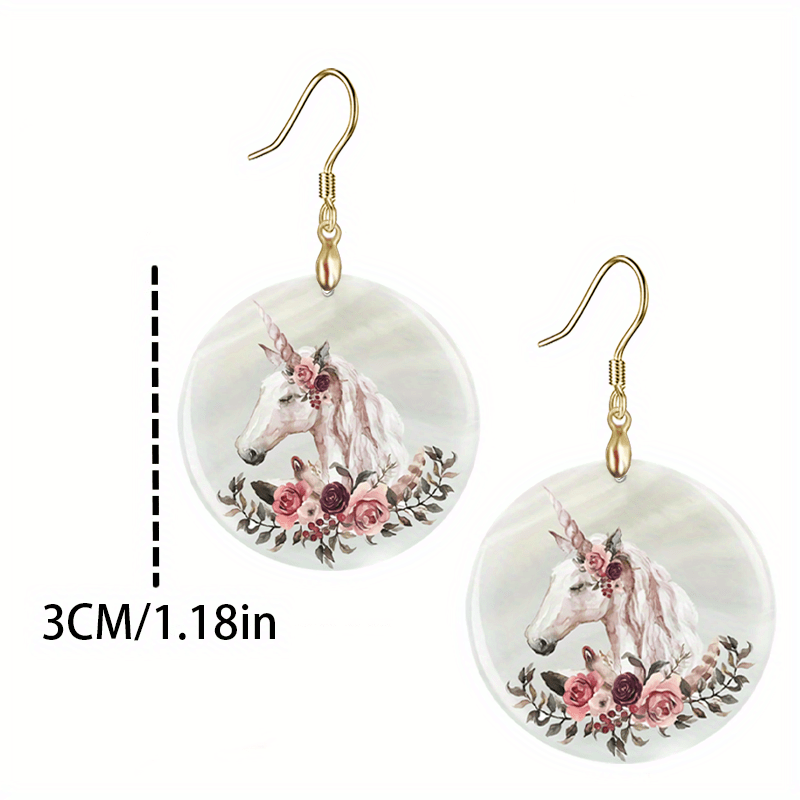 Cartoon Unicorn Acrylic Earrings Retro Party Jewelry