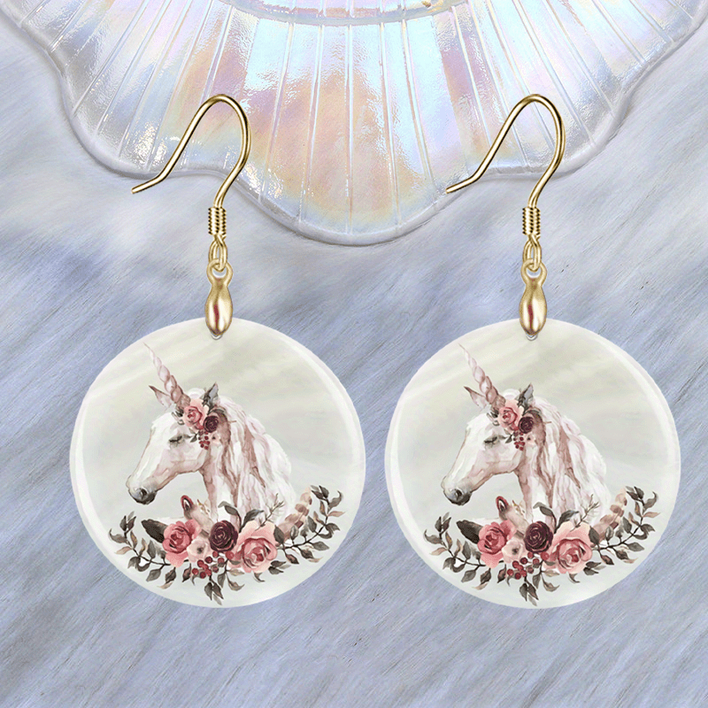 Cartoon Unicorn Acrylic Earrings Retro Party Jewelry