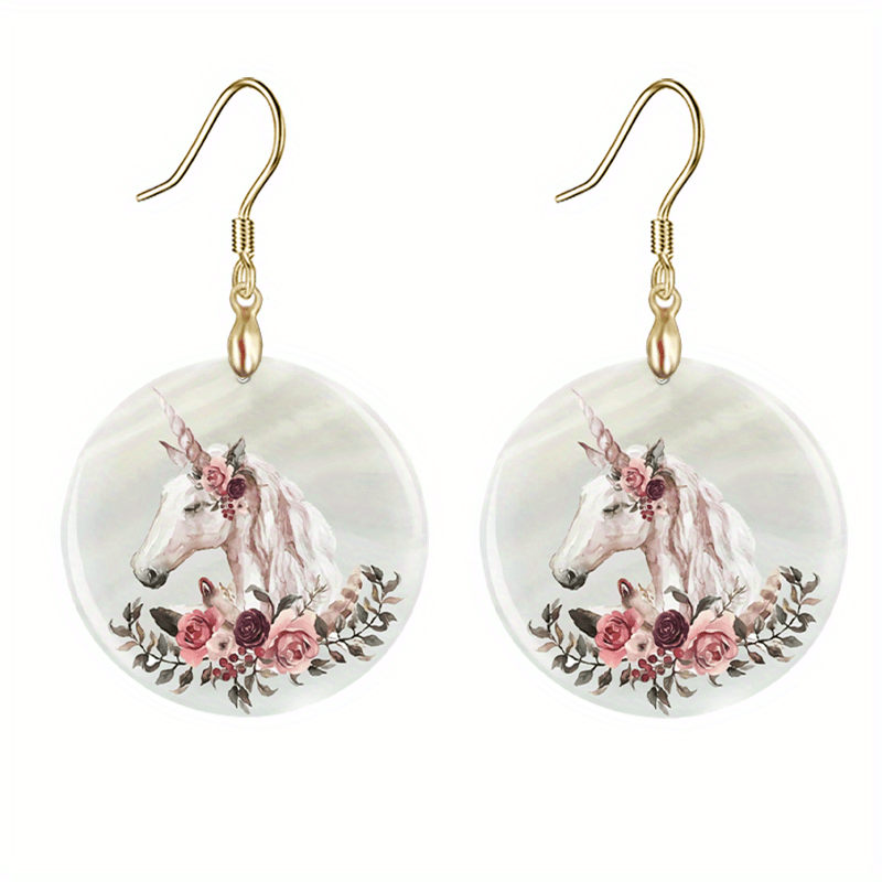 Cartoon Unicorn Acrylic Earrings Retro Party Jewelry