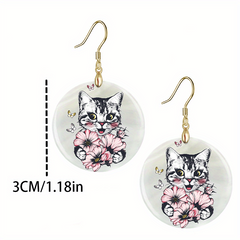 Cartoon Cat & Flower Acrylic Earrings