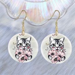 Cartoon Cat & Flower Acrylic Earrings